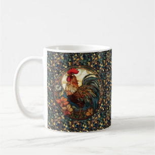 Art Nouveau Rooster über Ivy Coffee Tasse
