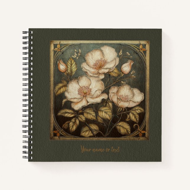 Art Nouveau Rosa canina Timeless Charm Notizbuch (Vorderseite)