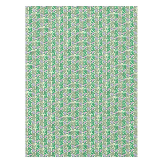 Art Nouveau rosa Wasserliliendamast Tischdecke (Vorderseite)