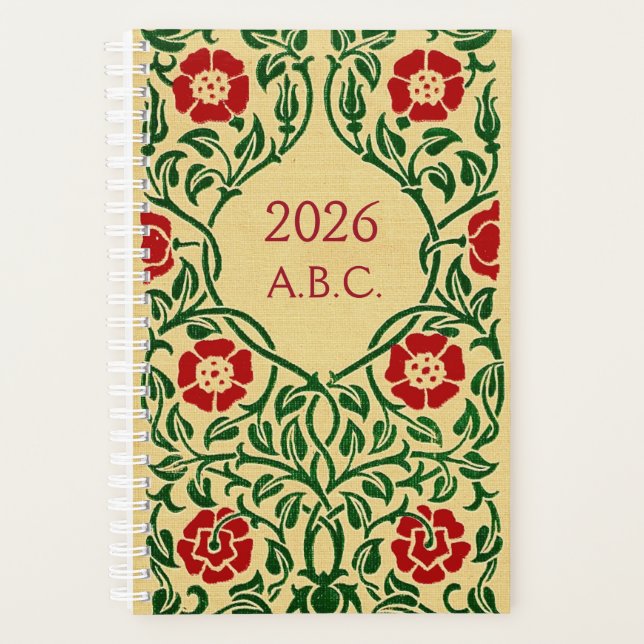 Art Nouveau Rose Date Planner 2026 (Monogramm) Planer (Vorderseite)