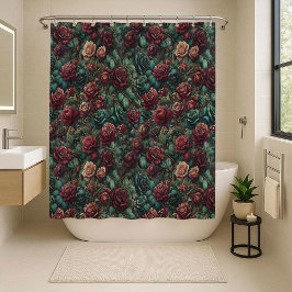 Art Nouveau Rose Türkis Gold Floral Duschvorhang