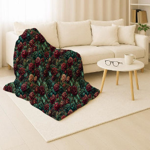 Art Nouveau Rose Türkis Gold Kuscheldecke aus Sher Sherpadecke