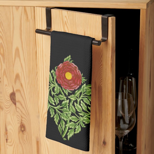 Art Nouveau Rote Rose De Morgan Geschirrtuch (Drittel gefaltet)