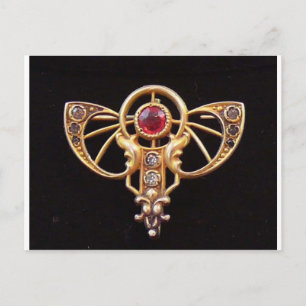 Art Nouveau Ruby Paste Button 2 Postkarte