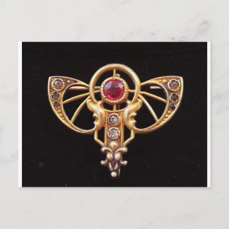 Art Nouveau Ruby Paste Button 2 Postkarte