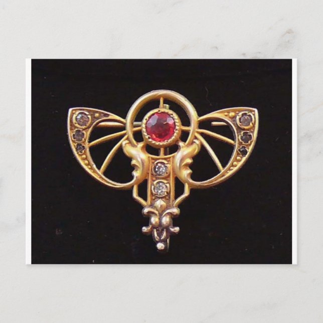 Art Nouveau Ruby Paste Button 2 Postkarte (Vorderseite)