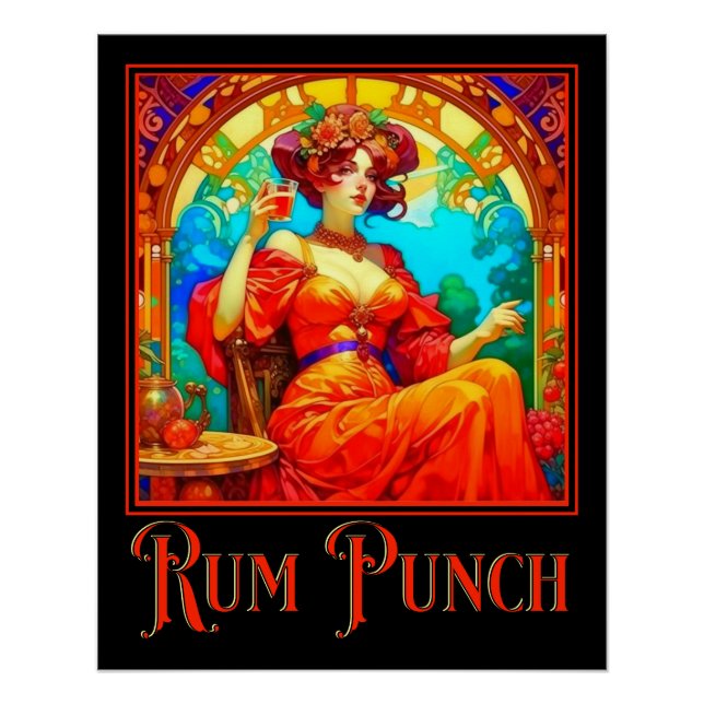 Art Nouveau Rum Punch Poster (Vorderseite)