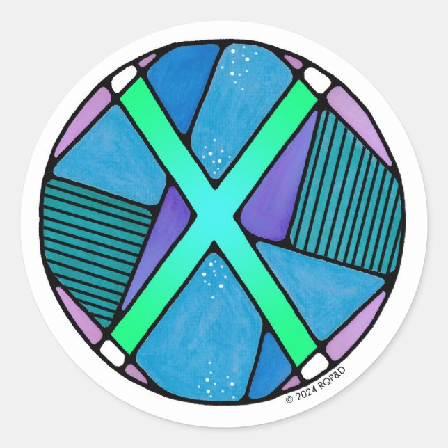 Art Nouveau Rune Gebo - EINHEIT Runder Aufkleber (Vorderseite)