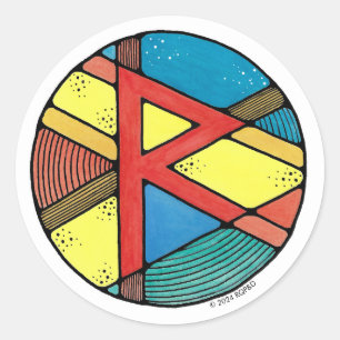 Art Nouveau Rune Raidho - BALANCE Runder Aufkleber