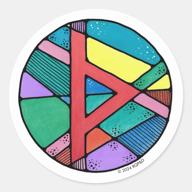 Art Nouveau Rune Thurisaz - VERTEIDIGUNG Runder Aufkleber (Vorderseite)