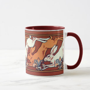 Art Nouveau Running Hares Tasse