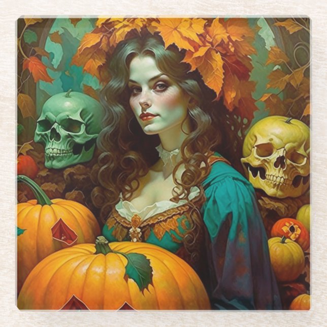 Art Nouveau Samhain Glasuntersetzer (Vorderseite)