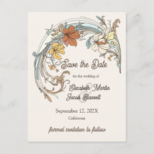 Art Nouveau Save the Date Postkarte