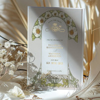 Art Nouveau Save the Date Wedding Gold Foil