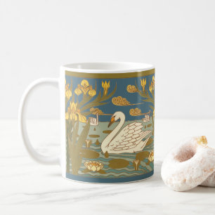 Art Nouveau-Schwäne und Schwertlilien-Fries im Vin Kaffeetasse