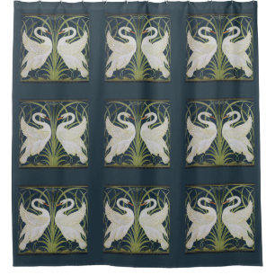 Art Nouveau-Schwanmuster: Walter Crane Schwan Druc Duschvorhang