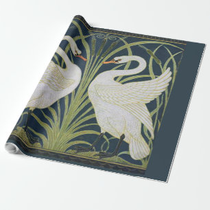 Art Nouveau-Schwanmuster: Walter Crane Schwan Druc Geschenkpapier