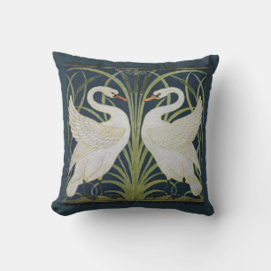 Art Nouveau-Schwanmuster: Walter Crane Schwan Druc Kissen