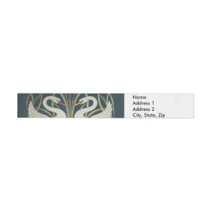 Art Nouveau-Schwanmuster: Walter Crane Schwan Druc Rundum-Adressaufkleber