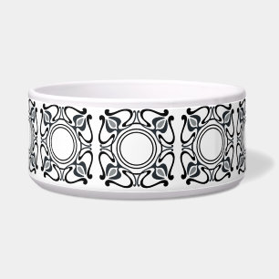 Art Nouveau Schwarz Grau Designer-Hundefutter-Scha Napf