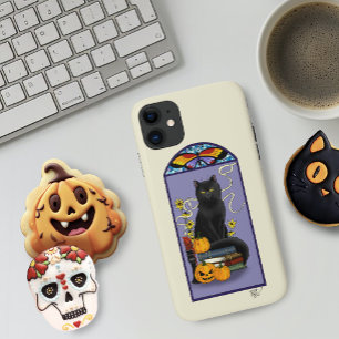 Art Nouveau Schwarze Katze Kürbis Lila Herbst Gelb Case-Mate iPhone Hülle
