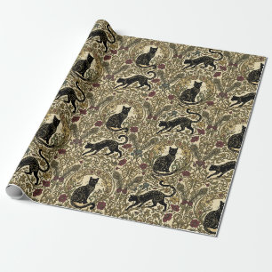 Art Nouveau Schwarze Katzen Geschenkpapier