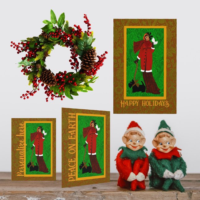 Art Nouveau Scotty Dog Holiday Card Dankeskarte (Von Creator hochgeladen)