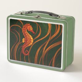 Art Nouveau Seahorse  Metall Brotdose