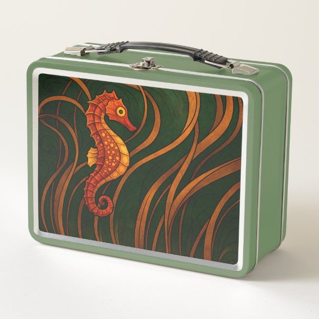 Art Nouveau Seahorse  Metall Brotdose (Vorderseite)