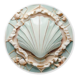 Art Nouveau Seashell Imitats Relief Minze Clam Mus Keramikknauf
