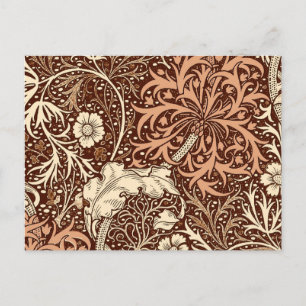 Art Nouveau Seaweed Floral, Braun und Beige Postkarte