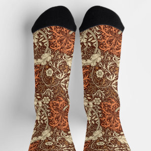 Art Nouveau Seaweed Floral, Braun und Beige Socken