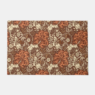 Art Nouveau Seaweed Floral, Braun und Rost Fußmatte