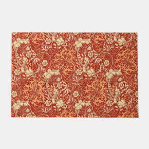 Art Nouveau Seaweed Floral, Deep Coral Orange Fußmatte