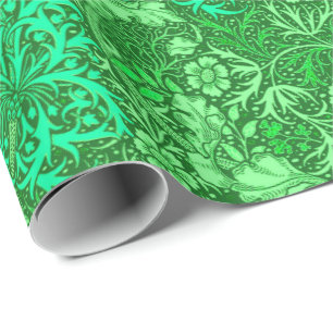 Art Nouveau Seaweed Floral, Emerald Green Geschenkpapier