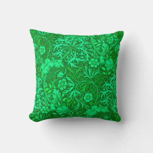 Art Nouveau Seaweed Floral, Emerald Green Kissen