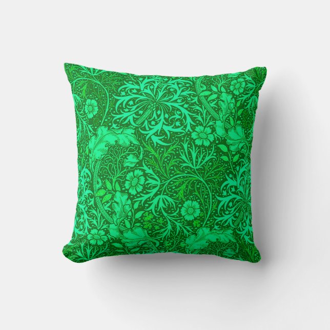 Art Nouveau Seaweed Floral, Emerald Green Kissen (Vorderseite)