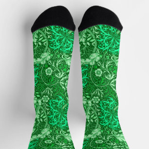 Art Nouveau Seaweed Floral, Emerald Green Socken