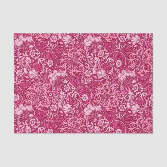 Art Nouveau Seaweed Floral, Fuchsia Pink Seidenpapier (Vorderseite)