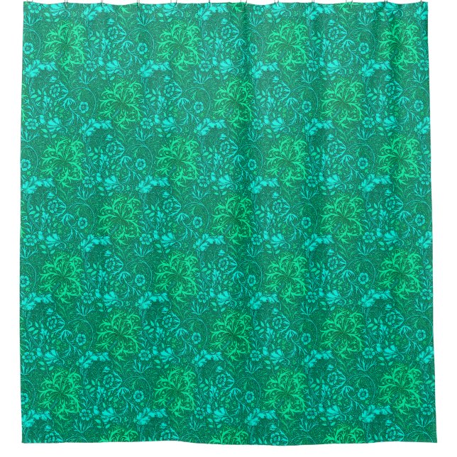 Art Nouveau Seaweed Floral, Türkis und Aqua Duschvorhang (Vorderseite)
