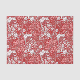 Art Nouveau Seetang Floral, Tiefenrot und Weiß Seidenpapier