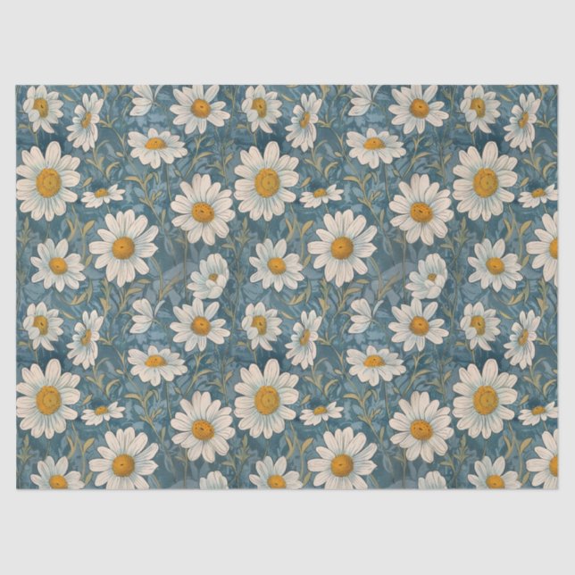 Art Nouveau Shasta Daisies - 10lb, 17"x23" Seidenpapier (Vorderseite)