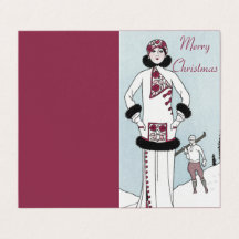 Art Nouveau Snow Queen Merry Weihnachtskarte
