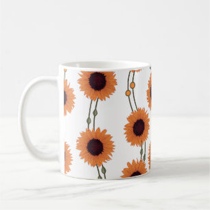 Art Nouveau Sonnenblume Retro Floral Streifen Oran Kaffeetasse