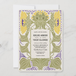 Art Nouveau Sonnenblumen Sommerhochzeit Einladung