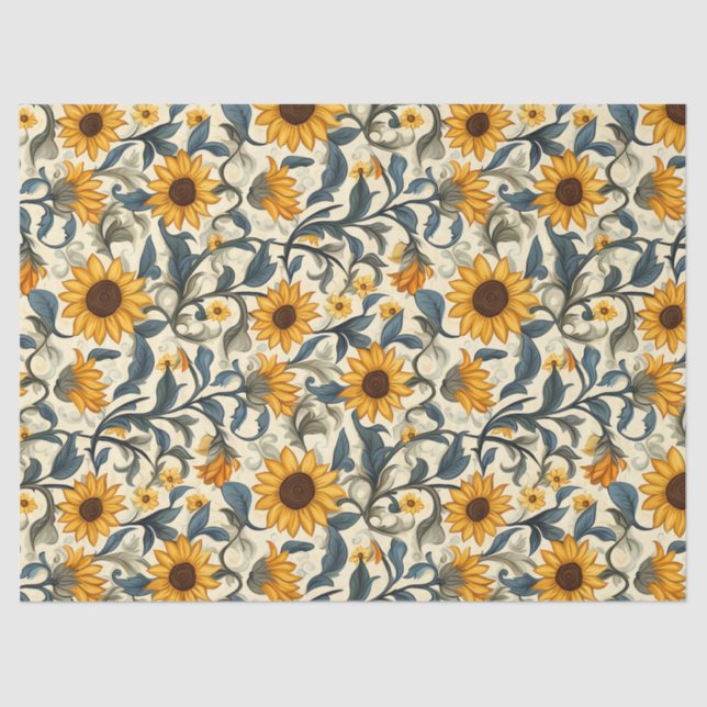 Art Nouveau Sonnenblumenspulpapier - 10lb, 17"x23" Seidenpapier (Vorderseite)