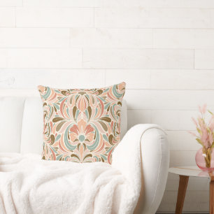 Art Nouveau Spirit Peach, Aqua, Taupe Kissen