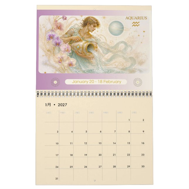 Art Nouveau Sternzeichen Wandkalender 2027 (Jan 2027)