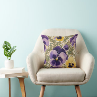 Art Nouveau Stiefmütterchen Florales Dekoratives  Kissen