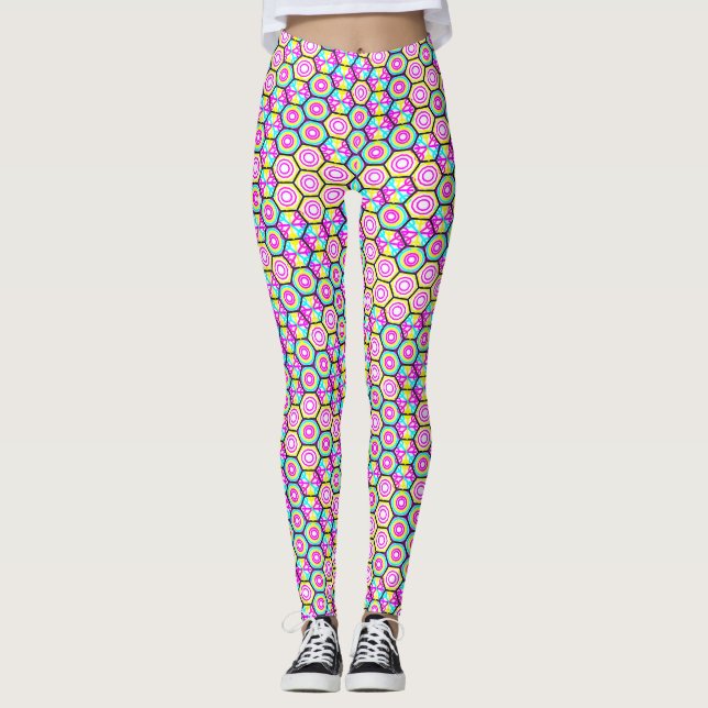 Art Nouveau Stile Geometrie Muster Leggings (Vorderseite)
